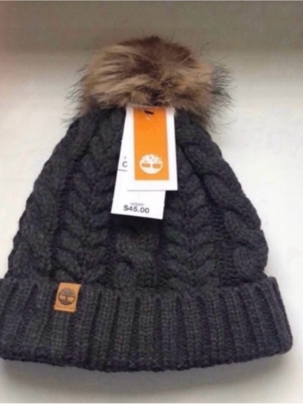New Timberland Hat Women’s Black Cable Knit Lined Cuffed Beanie Casual Outdoors